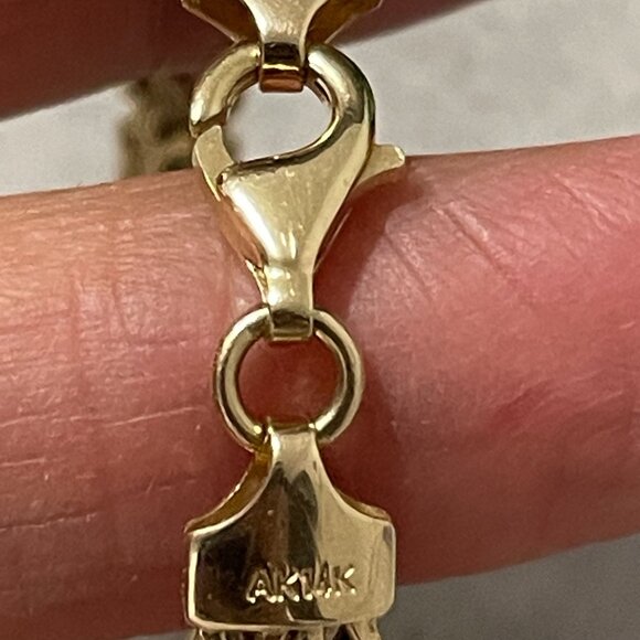 14K Yellow Gold and Diamonds AK Atasay Kuyumculuk 8" Byzantine Bracelet 7.58 gms - Picture 11 of 12